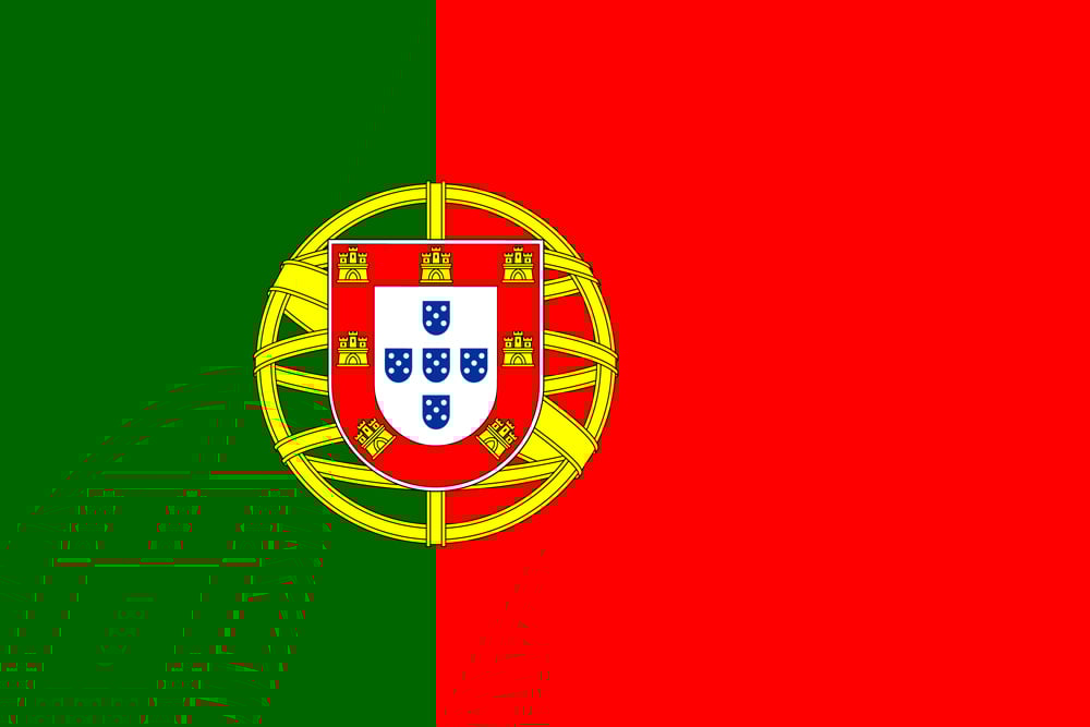 a flag with a red green and yellow circle with a red and blue emblem